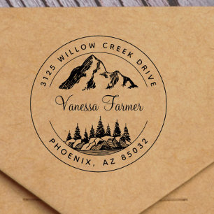 Vintage Mountain Landscape Rustic Return Address Self-inking Stamp