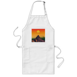VINTAGE MOUNTAIN NATURE SUNSET LONG APRON