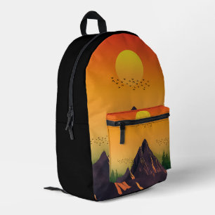 VINTAGE MOUNTAIN NATURE SUNSET PRINTED BACKPACK