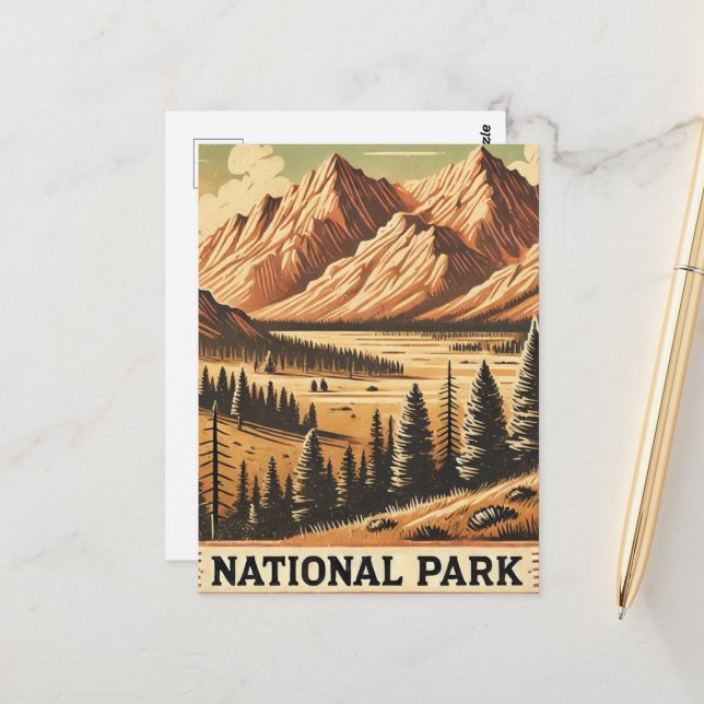 vintage mountain postcard (Front/Back In Situ)