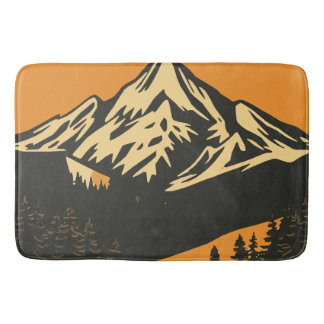 Vintage Mountain Sunset  Bath Mat