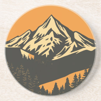 Vintage Mountain Sunset  Coaster