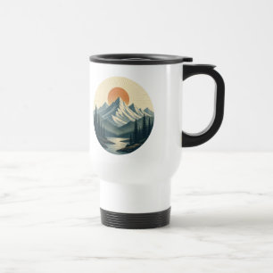 Vintage Mountain Sunset Nature Adventure T-Shirt Travel Mug