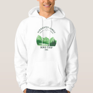 Vintage Mountain Sunset outdoor lake Retreat green Hoodie