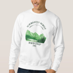 Vintage Mountain Sunset outdoor lake Retreat green Sweatshirt