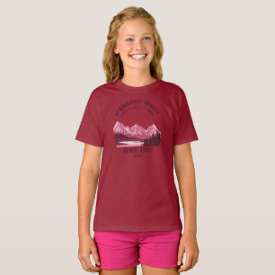Vintage Mountain Sunset outdoor lake Retreat red T-Shirt