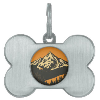 Vintage Mountain Sunset  Pet ID Tag