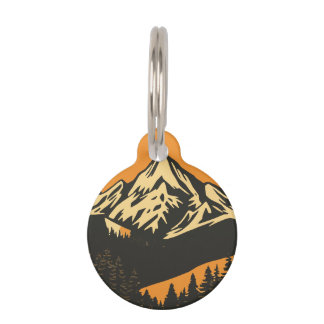 Vintage Mountain Sunset  Pet Tag