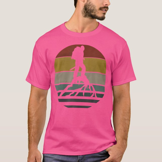 Vintage Mountains Hiking Climbing Art T-Shirt (Front)