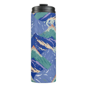 vintage mountains landscape seamless pattern. Dark Thermal Tumbler