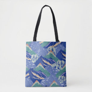 vintage mountains landscape seamless pattern. Dark Tote Bag