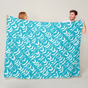 Vintage Moustache Any Colour Pattern Fleece Blanket