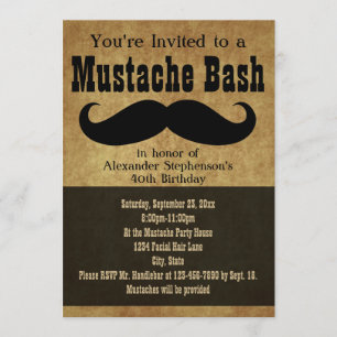 Vintage Moustache Bash Invitation