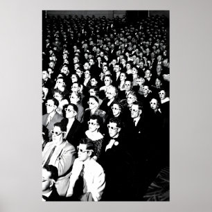 Vintage Movie Audience 3D Glasses Print, Cinema Poster