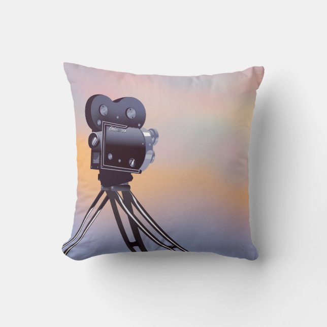 Vintage Movie camera sunset Cushion (Front)