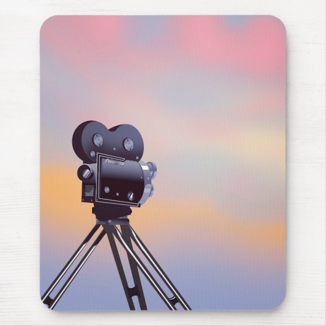 Vintage Movie camera sunset Mouse Pad (Front)