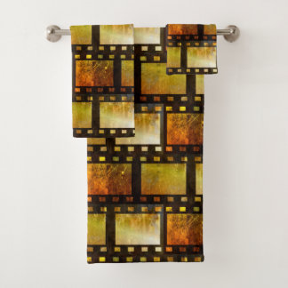 Vintage movie reel film bath towel set