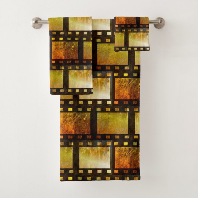 Vintage movie reel film bath towel set (Insitu)