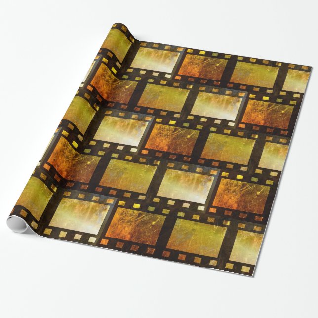 Vintage movie reel film wrapping paper (Unrolled)