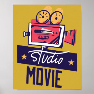 Vintage Movie Studio Camera Poster Decor