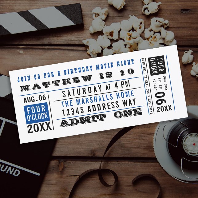 Vintage Movie Ticket Birthday Custom Colours Invit Invitation (Creator Uploaded)