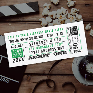Vintage Movie Ticket Birthday Custom Colours Invitation