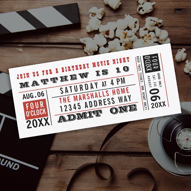 Vintage Movie Ticket Birthday Invitation (Creator Uploaded)