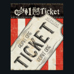 Vintage Movie Ticket Poster<br><div class="desc">© Pela Studio / Wild Apple. This image features a vintage looking movie ticket with red and white stripes in the background.</div>