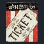 Vintage Movie Ticket Poster<br><div class="desc">© Pela Studio / Wild Apple. This image features a vintage looking movie ticket with red and white stripes in the background.</div>