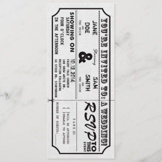 Vintage Movie Ticket Wedding Invitation