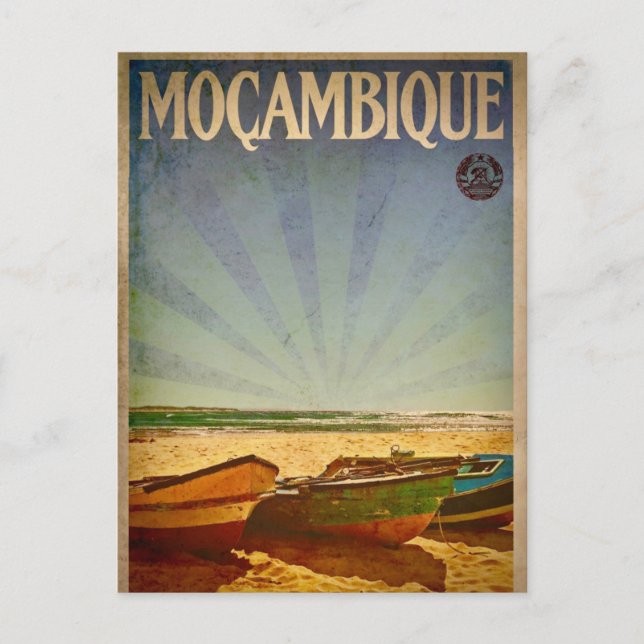 Vintage Mozambique Beach Travel Postcard (Front)