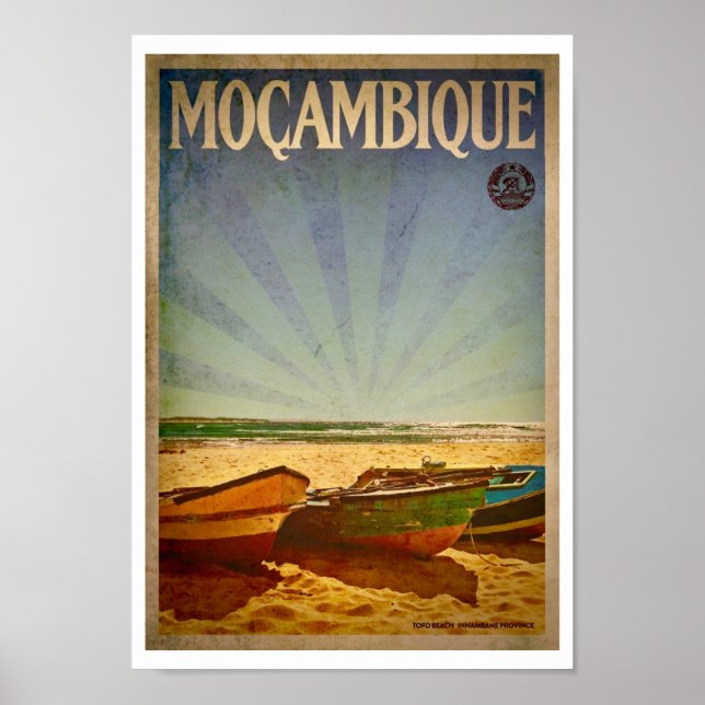 Vintage Mozambique Beach Travel Poster (Front)