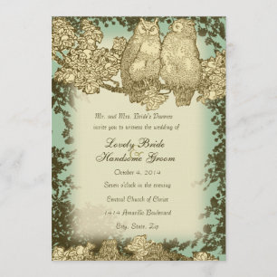 Vintage Mr. and Mrs. Owl Wedding Invitation
