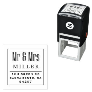 Vintage Mr and Mrs Return Address Self-inking Stamp