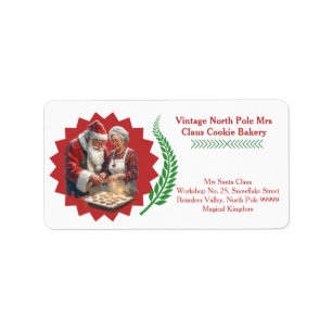 Vintage Mrs Santa Christmas Homemade Cookie Bakery Label