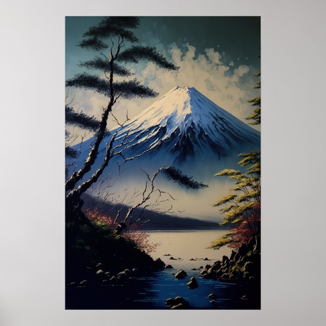 Vintage Mt. Fuji Japanese Art Print Poster (Front)