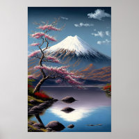 Vintage Mt. Fuji Japanese Art Print Poster