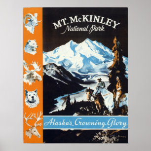 Vintage Mt. McKinley Alaska's Growing Glory Travel Poster