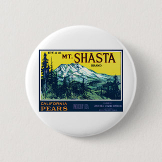Vintage Mt Shasta California Pears Label 6 Cm Round Badge