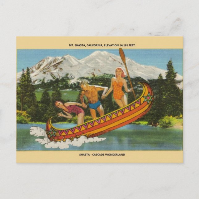 Vintage Mt. Shasta Cascade Wonderland Post Card (Front)