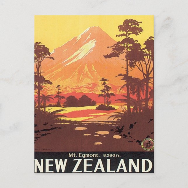 Vintage Mt.Taranaki Mt.Egmont New Zealand Postcard (Front)