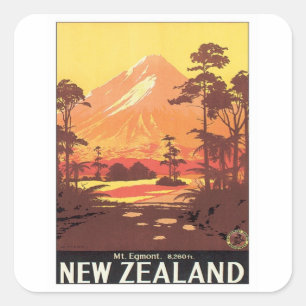 Vintage Mt.Taranaki Mt.Egmont New Zealand Square Sticker