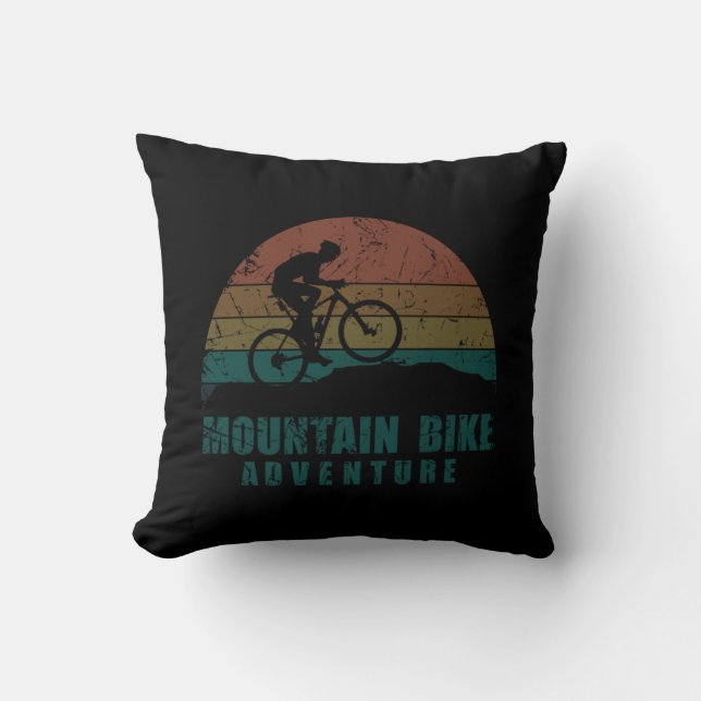 Vintage MTB Adventure - Mountain Biking Cushion (Front)