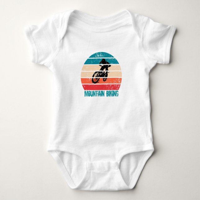 Vintage Mtb Downhill Mountain Biking Baby Bodysuit (Front)