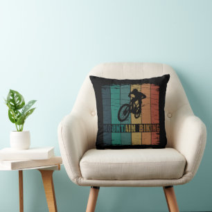 Vintage Mtb Downhill Mountain Biking Cushion