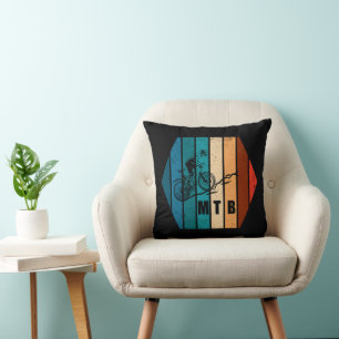 Vintage Mtb Downhill Mountain Biking Cushion