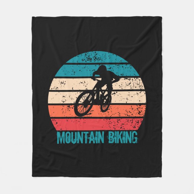 Vintage Mtb Downhill Mountain Biking Fleece Blanket (Front)