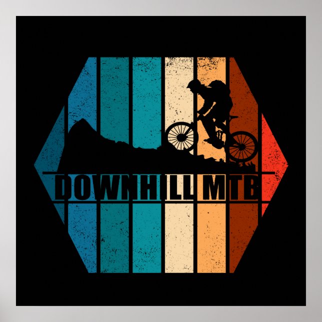 Vintage Mtb Downhill Mountain Biking Poster (Front)