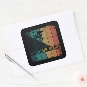 Vintage MTB Downhill Mountain Biking Square Sticker