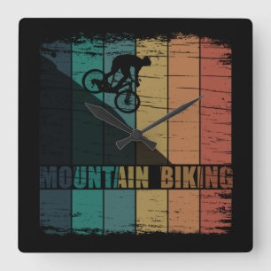 Vintage MTB Downhill Mountain Biking Square Wall Clock